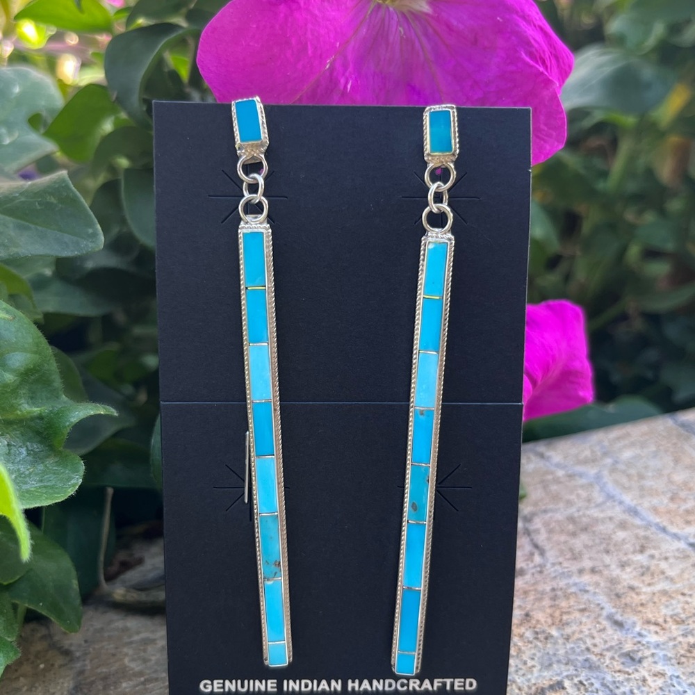 Turquoise Silver Dangle Earrings